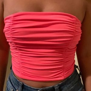 Pink Ruched Tube Top